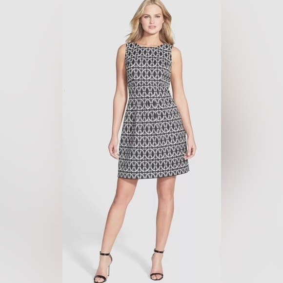 Donna Ricco Dresses & Skirts - Donna Ricco Two-Tone Jacquard Dress Tailored Dresses Black and White Dress Sz 8
